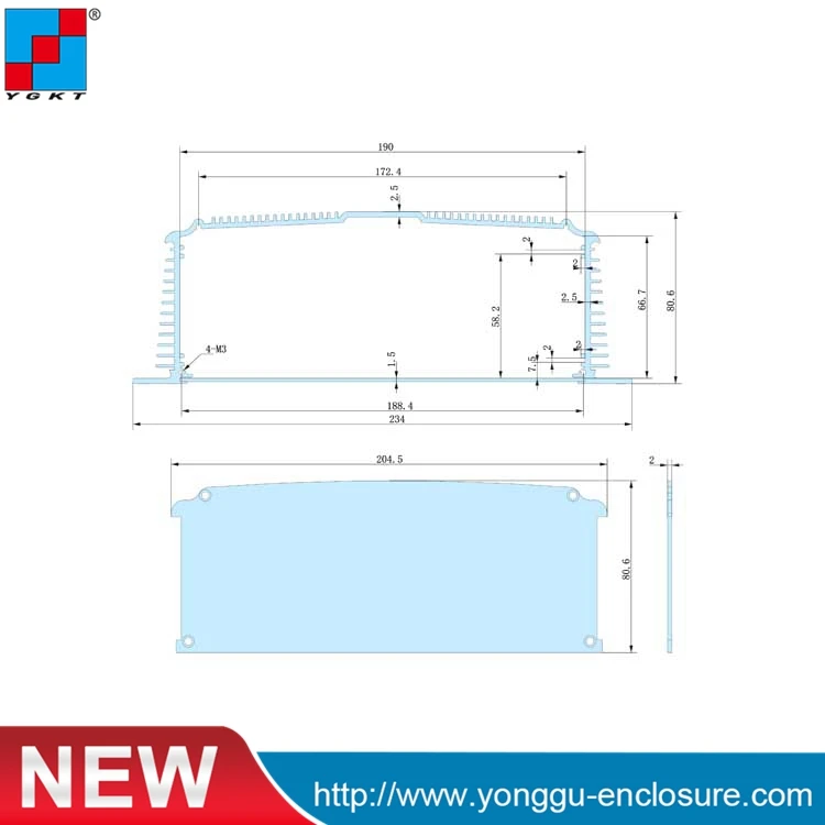 

234*80.6-250mm(WxH-D) anodized black heatsink aluminum enclosure/case