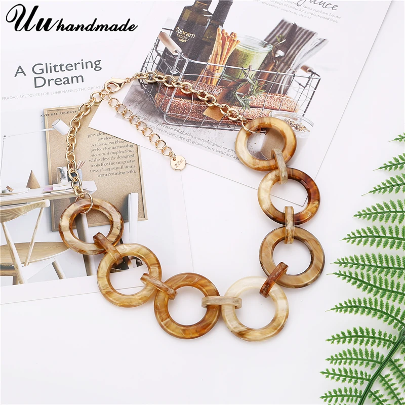 

Statement Acrylic Round pendant Choker vintage Necklace for women Necklaces pendants colar kolye steampunk Fashion jewelry 2017