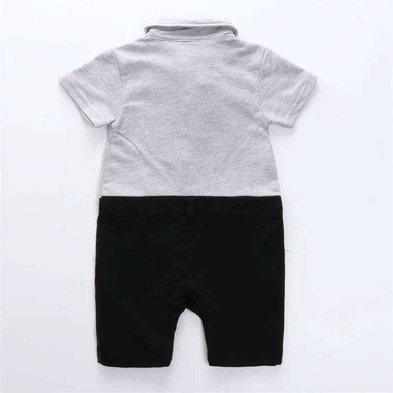 Летний черно белый смокинг для новорожденных мальчиков Костюм с бантом