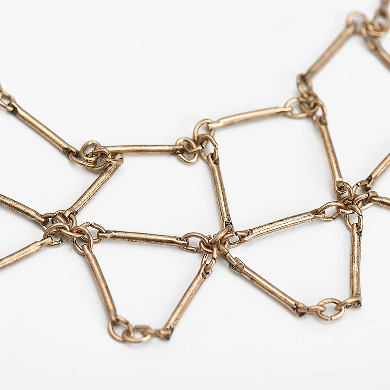 

Zinc Alloy Choker Necklace Antique Gold Metal Chain Handcraft Charm Necklace Hollow Out Simple Women Choker Adjustable MYC015023