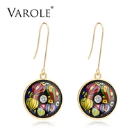 varole fashion woman earrings vintage indian drop earrings for women painted classic bohemia geometric style womens earrings