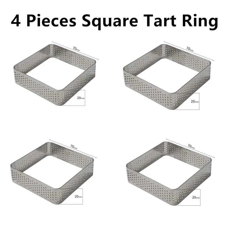 4 Pieces Square Ring SHENHONG 9 отверстий прямоугольник Tart десерт торт форма для выпечки кольцо искусство мусс силиконовые 3D форма Moule Форма для пирога кондитерские изделия - Цвет: 4 Pieces Square Ring