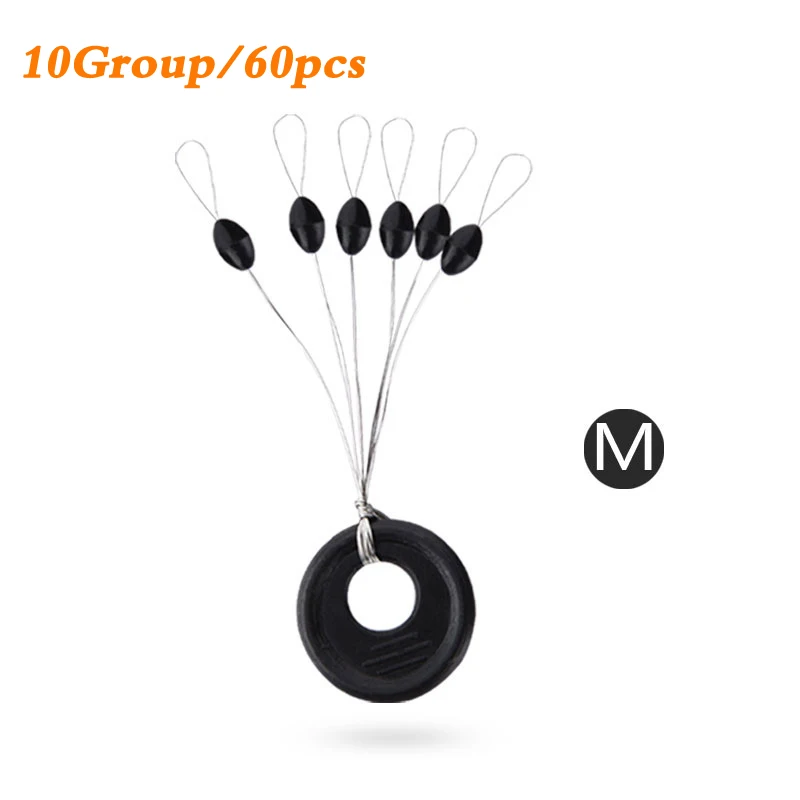 M 60pcs 10Group Black Space Beans Carp fly fishing equipment Not To Hurt The Vertical Line Stopper Fishing Line Resistance Tackle - Цвет: M