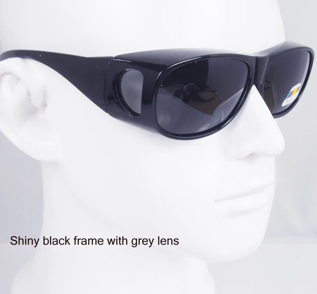 Shiny black gray Поляризованные очки для ночного видения, солнцезащитные очки, подходят для очков - Цвет линз: Shiny black gray