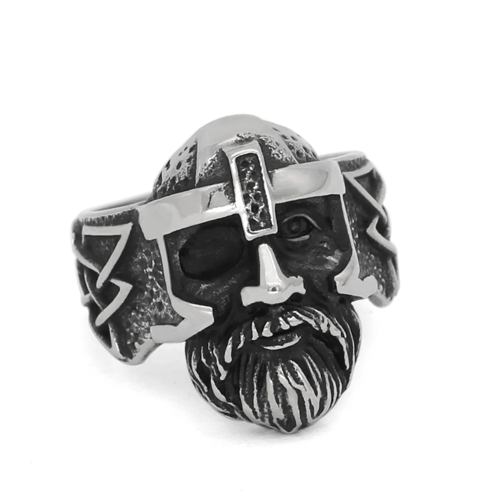 Скандинавский Викинг амулет odin лицо Worrior кольцо из нержавеющей стали с