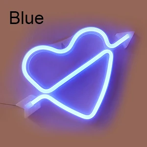 Blue GUOCHENG сердце неоновый светильник s на батарейках и USB для дня рождения, свадьбы, рождественской вечеринки, настенный светильник для спальни - Испускаемый цвет: Blue