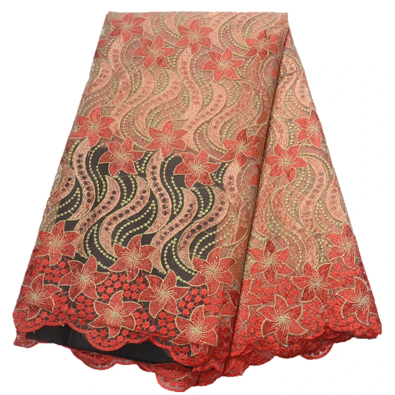 

New Nigerian lace fabric embroidered african lace 2019 high quality lace french net farbic for party dress 5yards