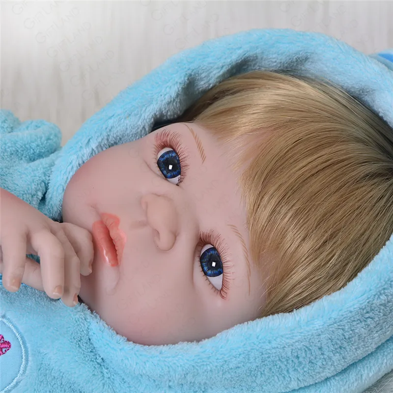 Reborn Baby Doll Полный кремния синий костюм Милая Детская кукла для детей на день