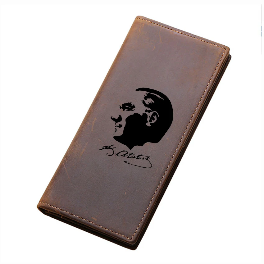 Мужской кошелек с длинным дизайном много держателей для карт RFID из натуральной