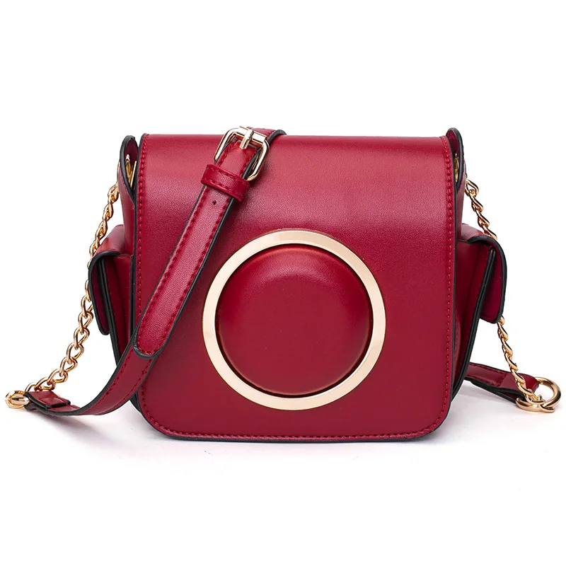 Сумка на плечо для камеры Маленькая женская мессенджер цепочке Кожаный саквояж с