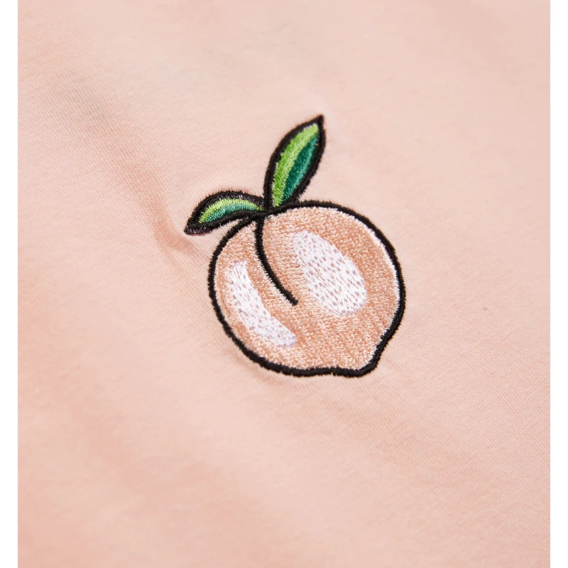 2018 Summer New Short Sleeved T-Shirt Female Ins Hot Top Fruit Embroidery Simple Wild Small Fresh Sweet Japanese Style ZTT16 | Женская