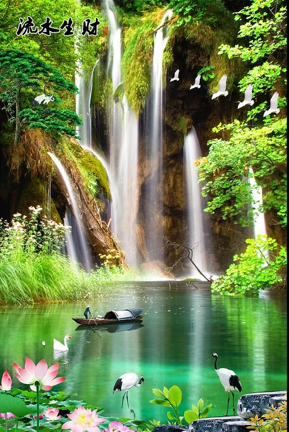 

3d wallpaper custom mural forest waterfall Landscape painting porch home decor background paintings 3d wall murals wallpaper