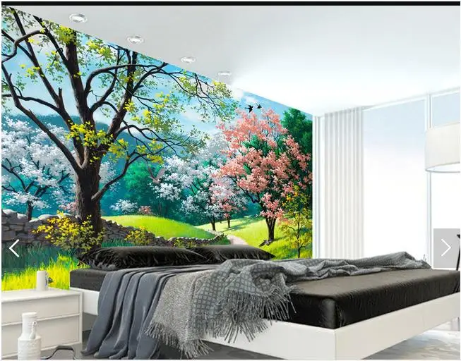 Пользовательские обои 3d настенные фрески пасторальный лес фотообои для крыльца