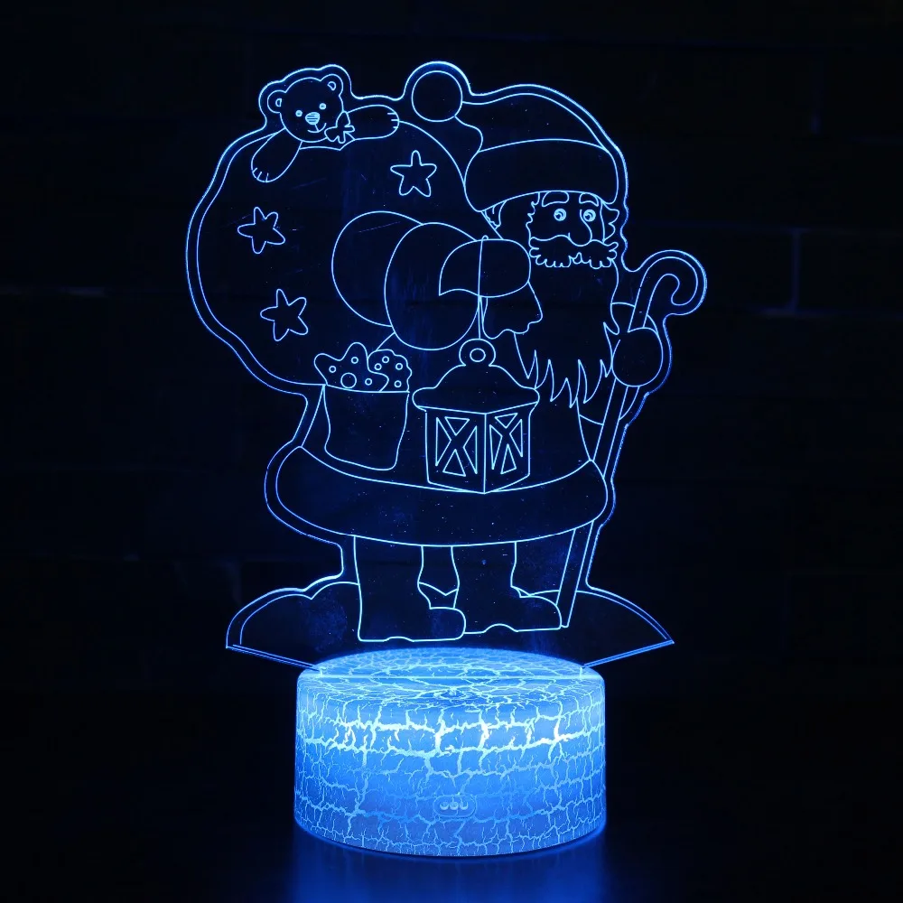 3D иллюзия визуальный ночник 7 цветов Изменение светодиодный свет USB настольная лампа спальня Санта Клаус рождественские украшения подарок