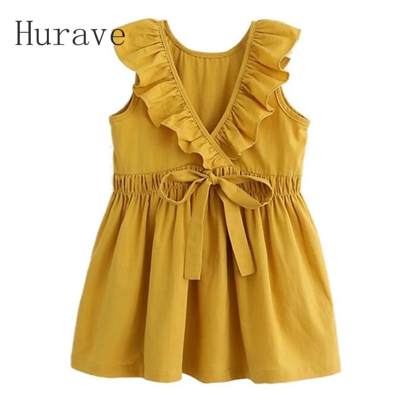 Hurave/Модное детское летнее платье одежда без рукавов для девочек платья с