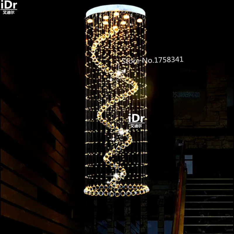 Современная Люстра для лестницы хрустальная лампа пентхауса вращающаяся