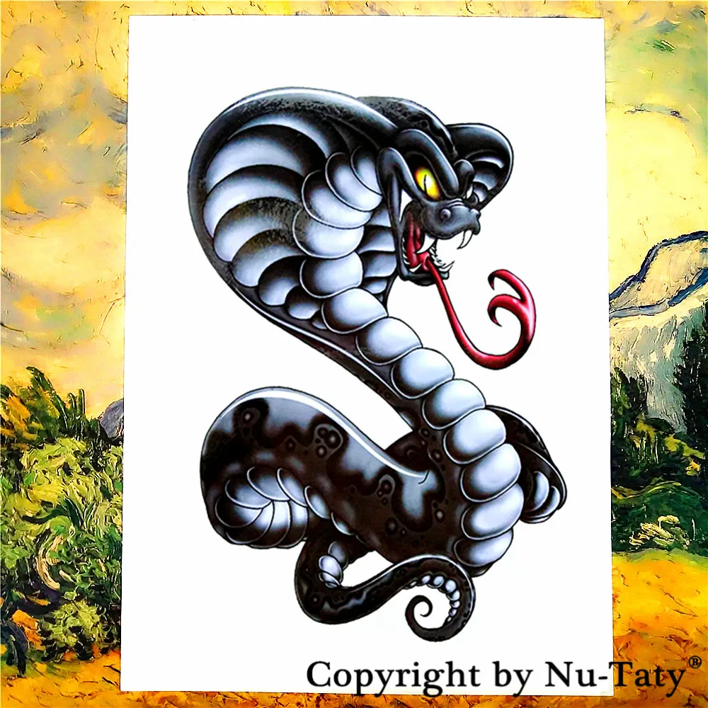 SHNAPIGN Кобра африканская временная татуировка боди-арт флэш-тату наклейки 21*15 см