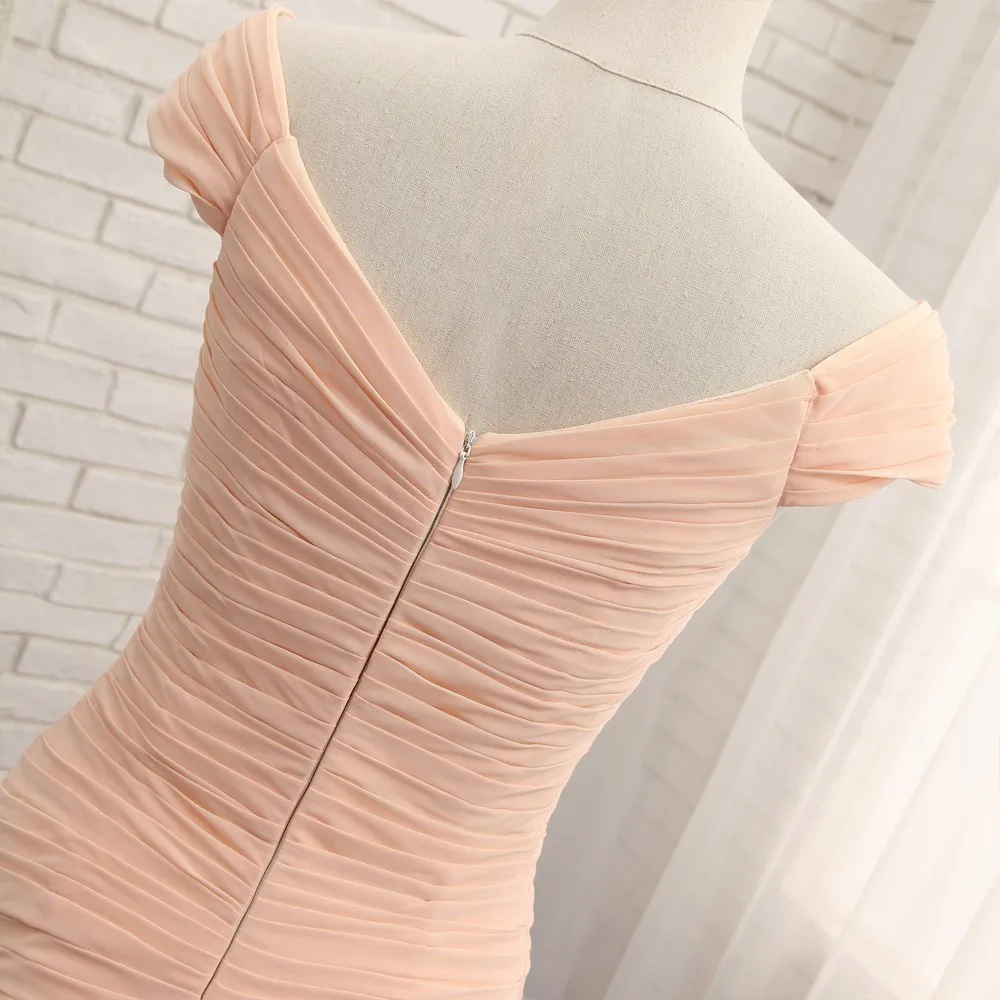 Шифоновое вечернее платье-Русалка цвета шампанского с рукавом шапка | Свадьбы и