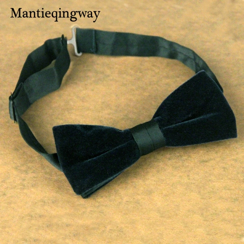 Мужские галстуки бабочки Mantieqingway вельветовые для свадьбы или однотонные черного