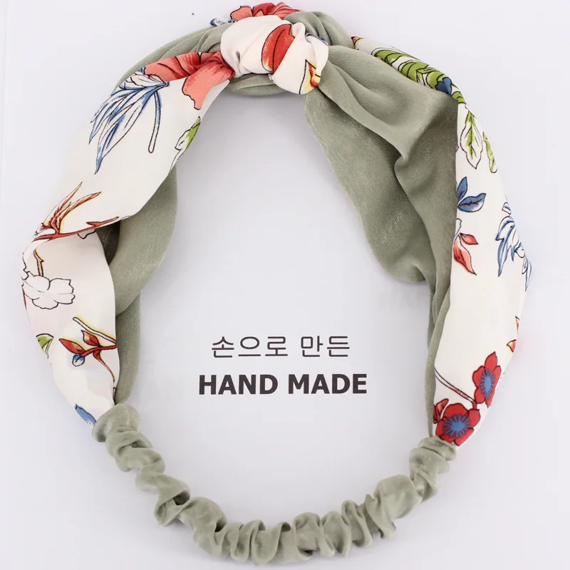 3 шт./лот плетеные повязки для волос с цветочным принтом в стиле пэчворк девочек