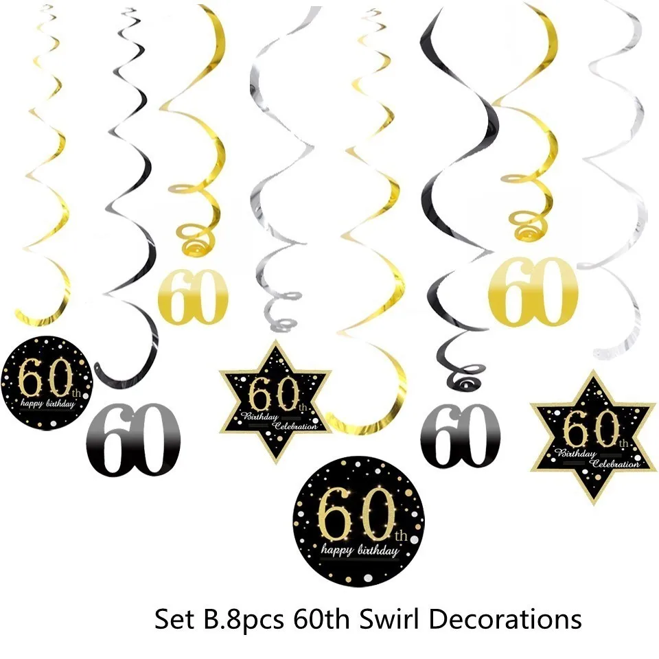 B60-8pcs Горячее предложение! Распродажа! 18/30/40/50/60 лет DIY спиральный орнамент на день рождения воздушный шар "Конфетти" на день рождения Balons юбилейные праздничные украшения - Цвет: B60-8pcs