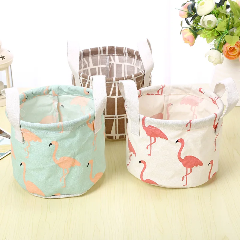 Круглая настольная коробка для хранения фламинго органайзер косметики