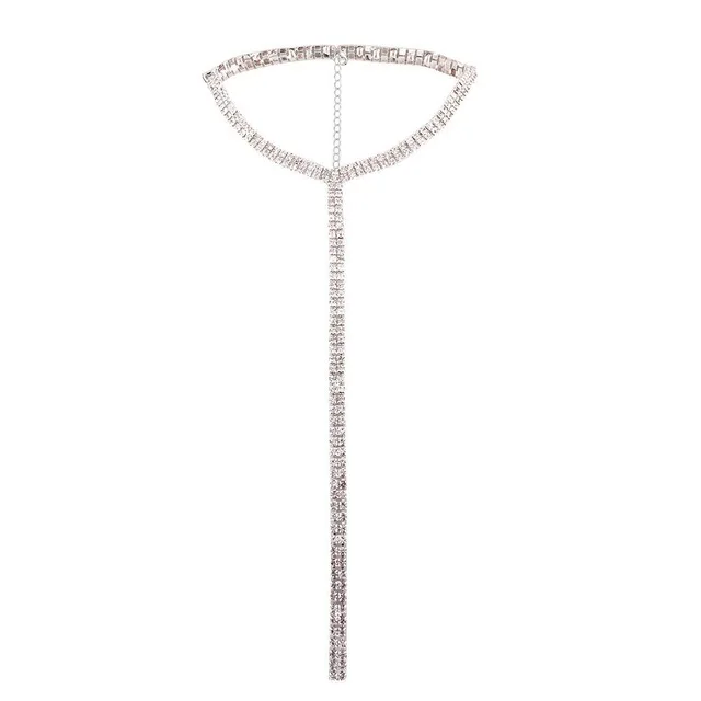 SILVER StoneFans Long Tassel Rhinestone Choker Necklace Multilayer for Women Luxury Crystal Collares Chockers Necklace Chain Jewelry - Окраска металла: SILVER