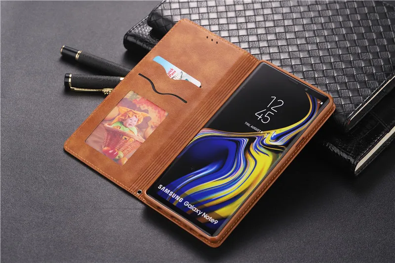 Чехол-Кошелек с откидной крышкой Note9, чехол для samsung Galaxy Note 9, роскошный кожаный держатель для карт, крепкий Магнитный защитный чехол, силиконовый чехол для телефона Carcasa ETUI