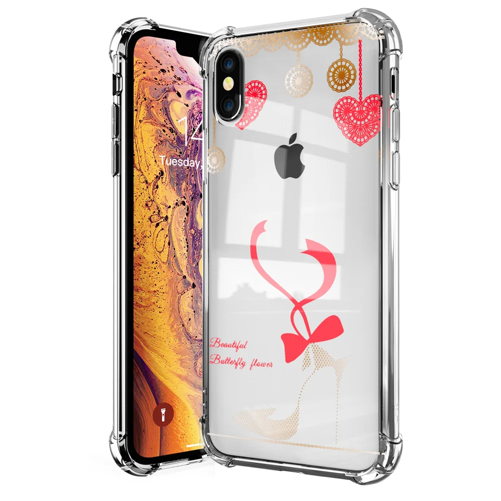 IQD чехол для iPhone X XS Max XR 7 8 6 6 S Plus Shell прозрачные чехлы с узором ультратонкий ТПУ бампер противоударный защитный чехол