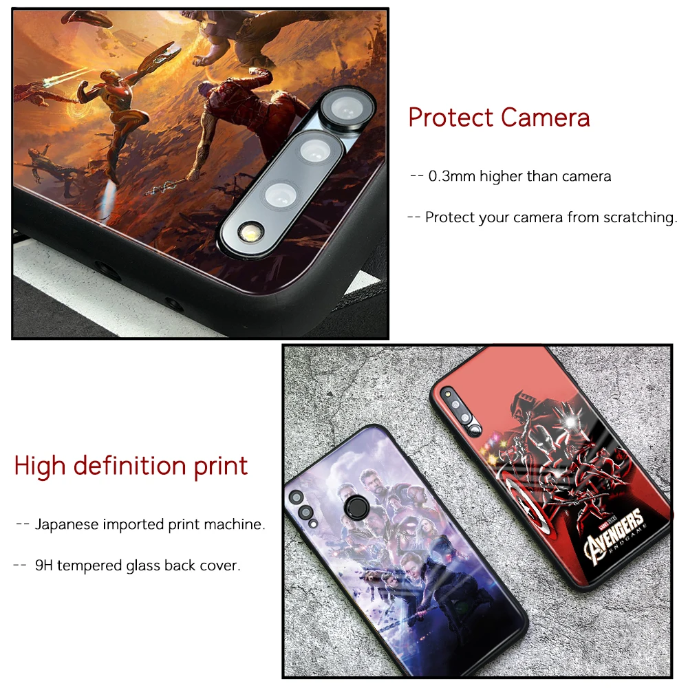 Для huawei Honor 8x чехол Мстители конец игры стеклянный чехол задняя крышка для huawei Honor 9 10 v9 v10 9i lite v20 play note 10 magic 2
