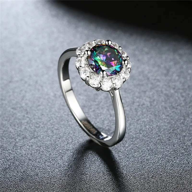 Цвет ful Круглый CZ Белый Циркон окружают белого золота Великолепная Кольцо для Для