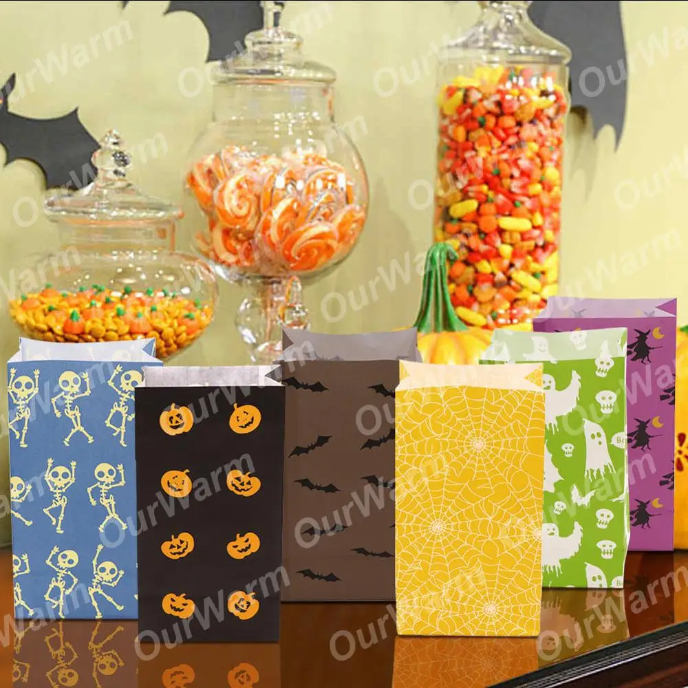 Теплый 36 шт на Хэллоуин с надписью Trick или Treat сумки Шесть стилей партии пользу и