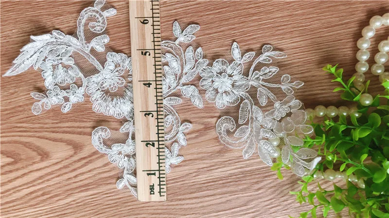 10 шт. изысканный Off аппликация из белого кружева Цветочный вышитый кружевной