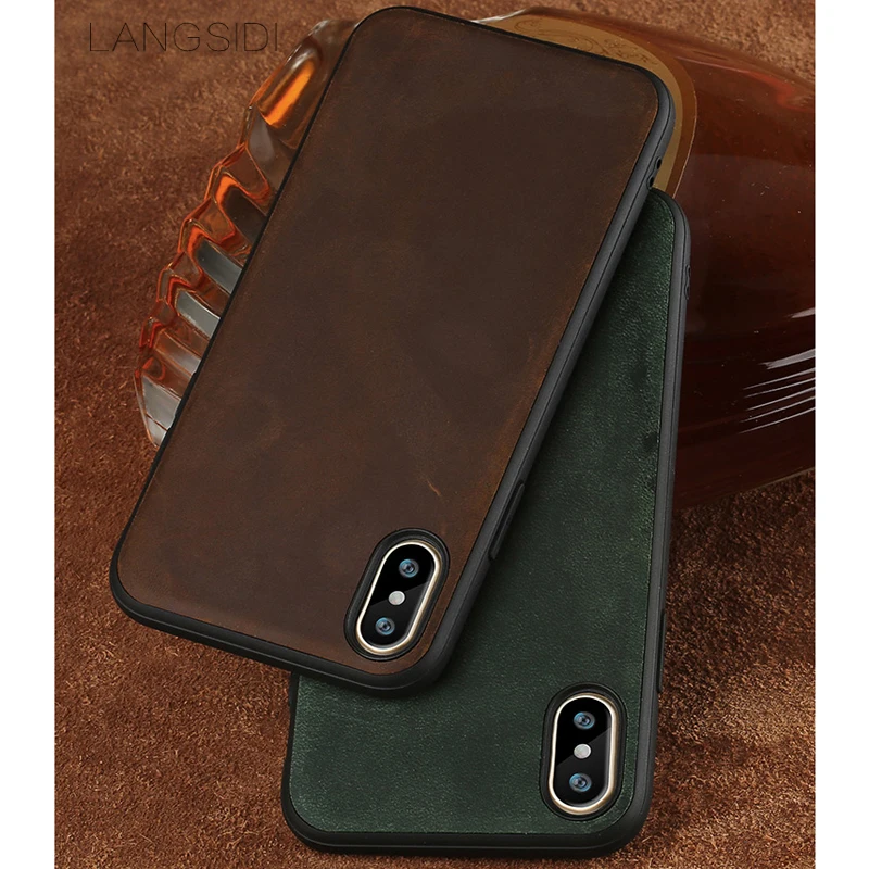 Ретро Кожаный чехол для телефона iPhone X 10 7 8 Plus Crazy horse skin задняя 5 5S SE 6 6S 6sp - купить по