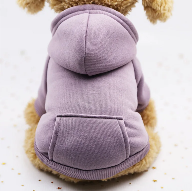 Purple Одежда для собак, толстовки для собак, осенний и зимний теплый свитер для собак, пальто, куртки, хлопковые комбинезоны для щенков, одежда для кошек - Цвет: Purple