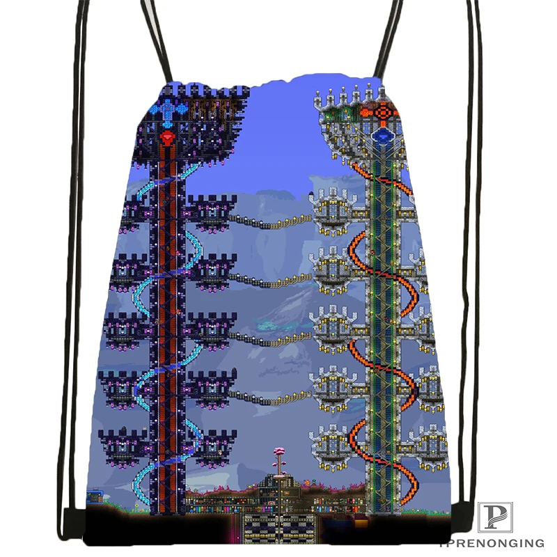 Таможня Террария(5) Drawstring сумка-рюкзак милый рюкзак детский Ранец(черный назад) 31x40 см#180531-04-67
