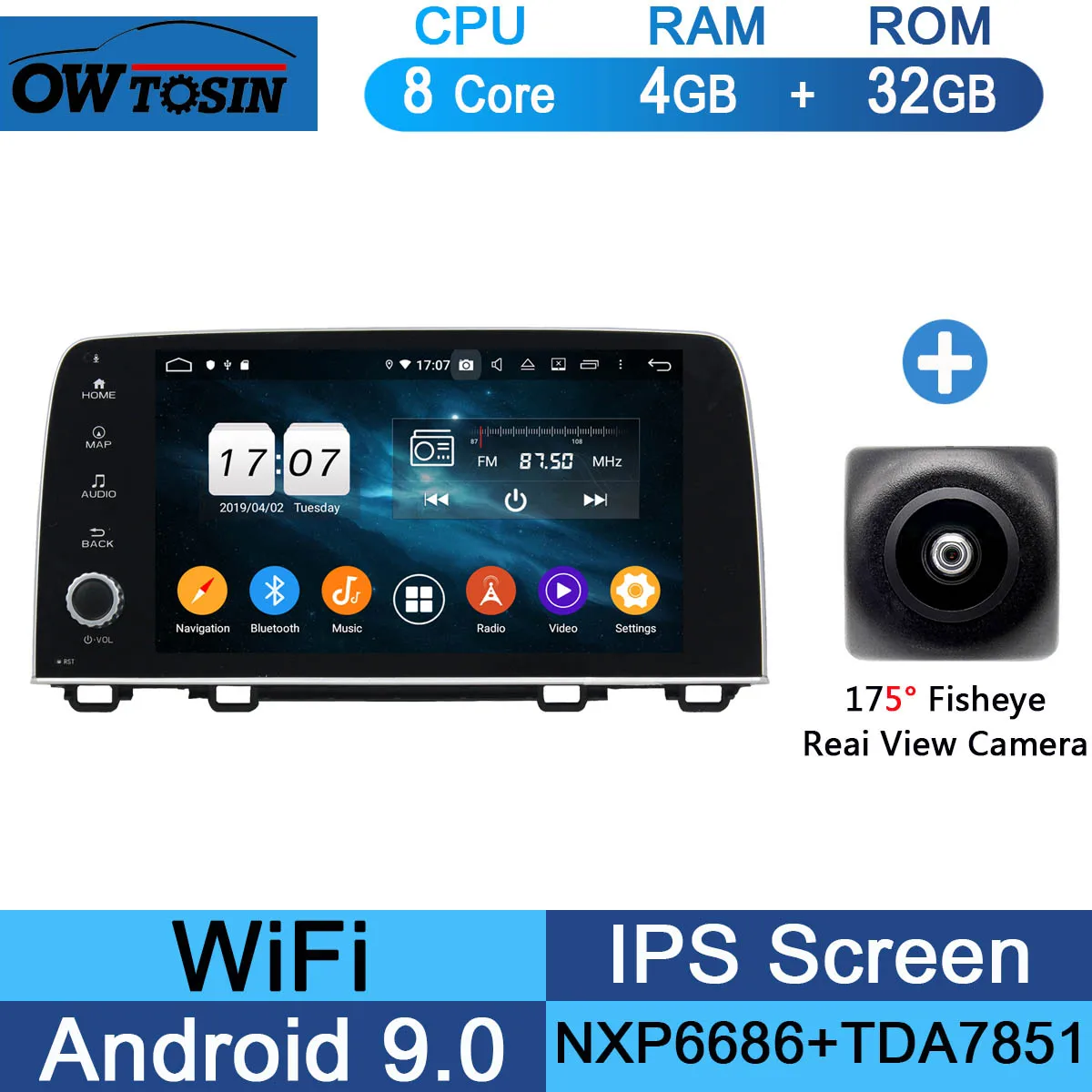 32G Fisheye Camera " ips 8 ядерный 4G+ 64G Android 9,0 автомобильный DVD мультимедийный плеер для Honda CRV CR-V gps Радио Стерео Parrot BT CarPlay - Цвет: 32G Fisheye Camera
