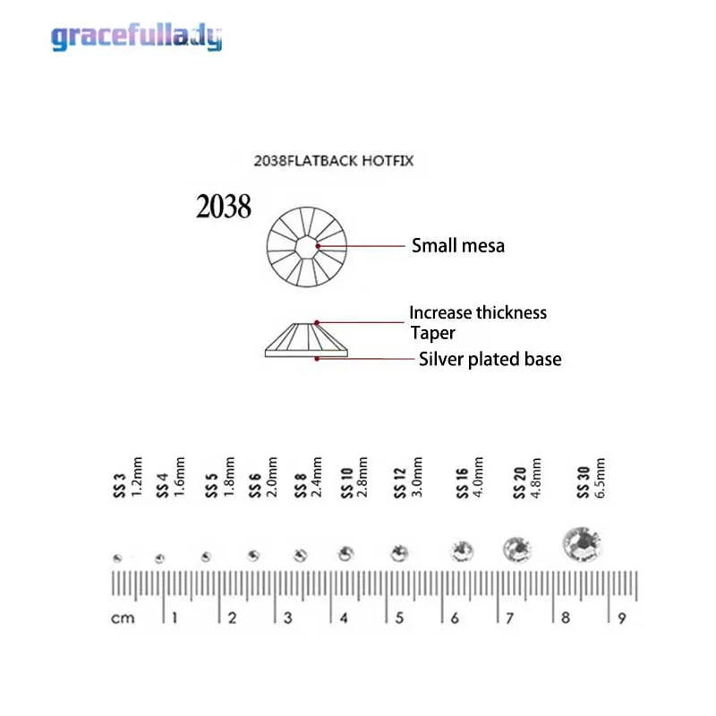GSHA AB SS3-SS20 Стразы для ногтей не горячей фиксации с плоской задней частью
