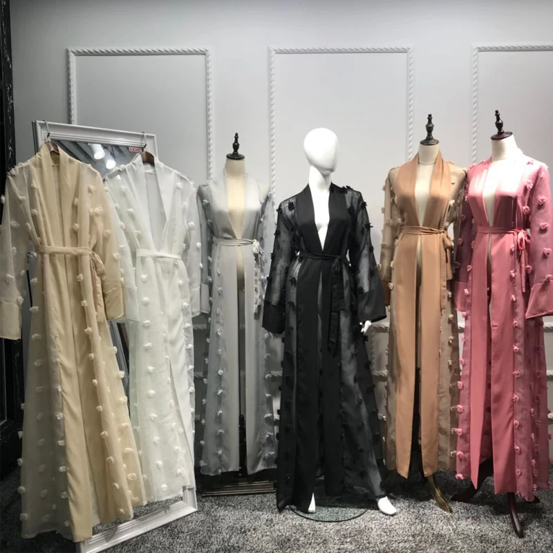 Женское платье кардиган с цветочным принтом кафтан абайя Дубай мусульманское