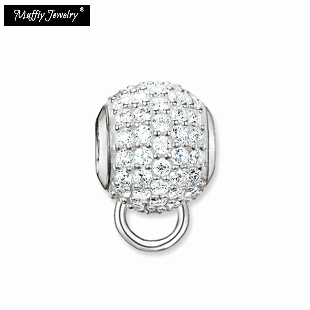 Держатель из серебряных бусин с белым цирконием европейский стиль карма