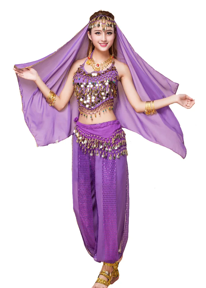 Костюм для танца живота танцевальная одежда Индийский Болливуд платье ткань (топ