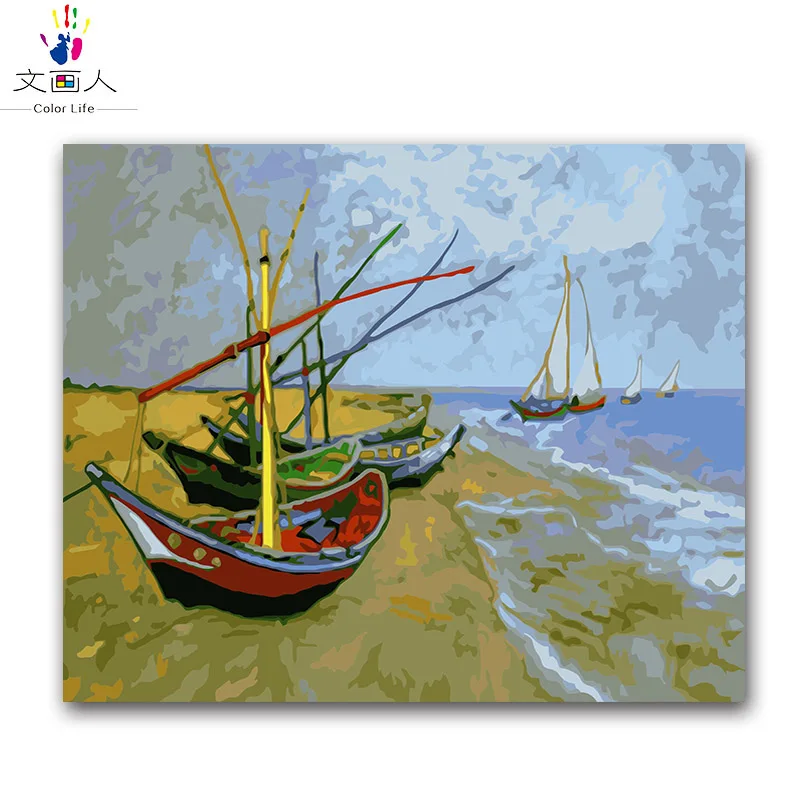 Картины по номерам Рыбалка на море vencent Van gogh картины с номером и комплектами для