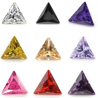 50pcs 3x310x10 aaaaa triangleshape golden yellow voiletolive purple black pink cubic zirconia stone loose