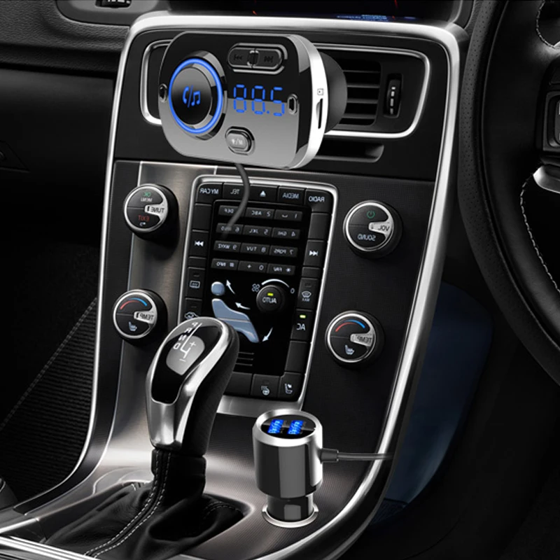 SRUIK автомобильный fm-передатчик Bluetooth 5,0 FM модулятор USB Автомобильное зарядное устройство комплект громкой связи музыкальный плеер ночное видение светодиодный светильник