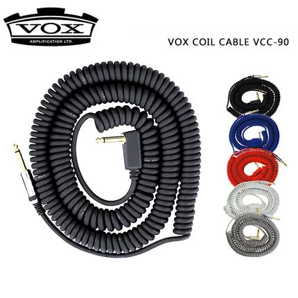 Винтажный спиральный гитарный кабель Vox VCC90 9 метровый для бас