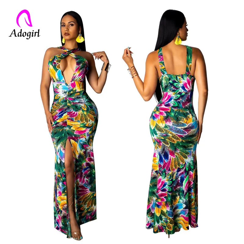 Off Shoulder Floor Length Dress Evening Tunic Party Dresses Vintage Sexy Backless Halter Neck Flower Maxi Robe Femme Plus Size | Женская