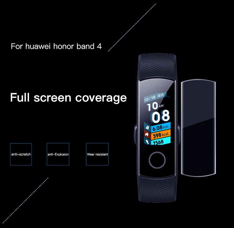 Анти-шок 9D Мягкий ТПУ HD ультра прозрачная защитная пленка для huawei Honor Band 4 Band 4 умный Браслет полная защитная крышка для экрана