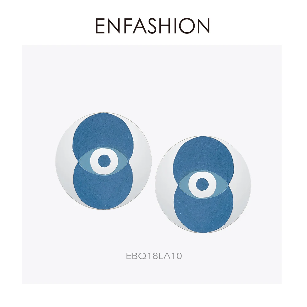 Enfashion лаковые художественные сережки-гвоздики с ручной росписью из нержавеющей стали большие серьги круги для женщин модные ювелирные изделия Kolczyki EBQ - Окраска металла: EBQ18LA10