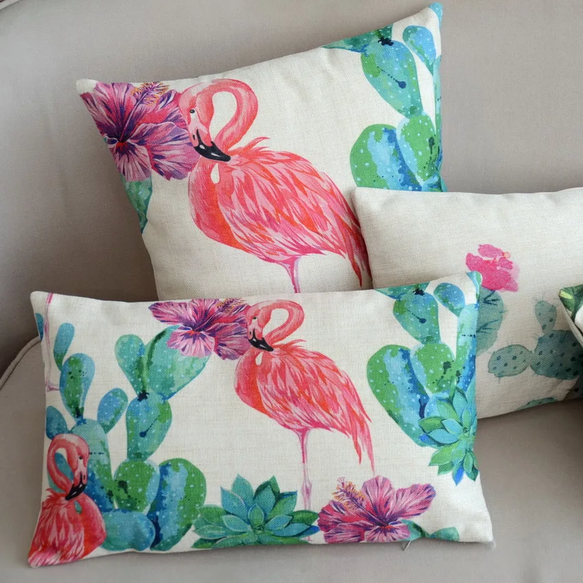 Фламинго суккуленты пальмовое дерево цифровой печати наволочки Американский
