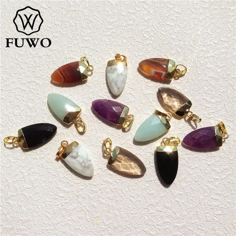 Подвеска в форме рога красного агата FUWO гальваническое покрытие из 24-каратного